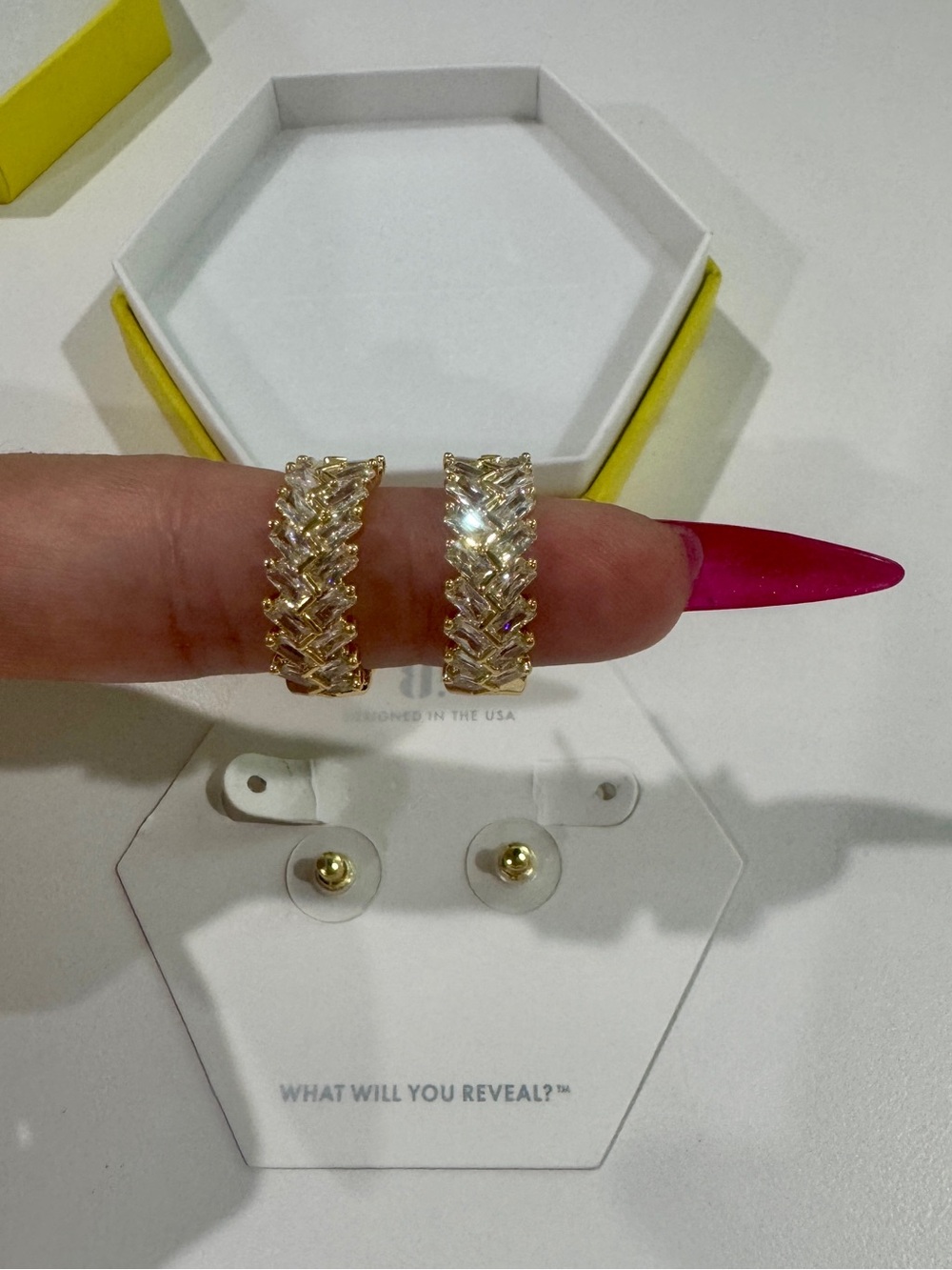 NIB Bomb Party The Carolina Gold CZ Hoop Earrings MSRP $160